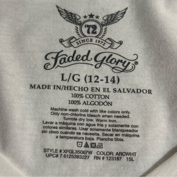Faded Glory White Long Sleeve Tee Women’s L V-Neck Soft. - Picture 6 of 7